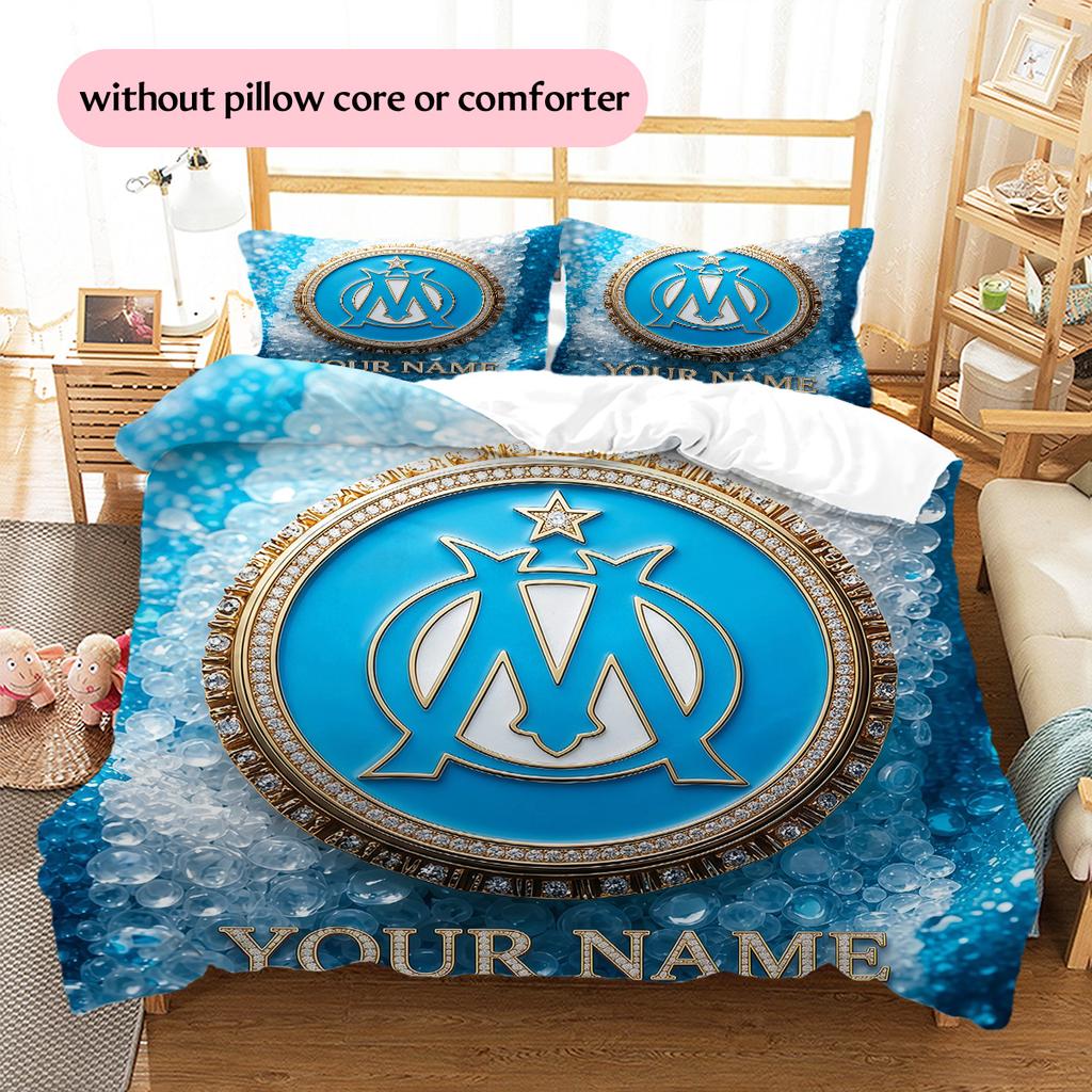 Custom Name Marseille Pattern Bedding Quilt Set Home Decoration Gift (1 * Duvet Cover + 2 * Pillowcase Without Core)