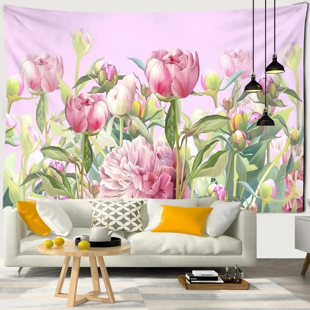 Creative Flowers Tapestry Nature Plant Floral Tapestry Wall Hanging Cloth Tapestries Home Bedroom Living Room Decor Tapestries