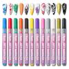 12 Color 0.5mm Needle Tip Nail Painted Graffiti Pen DIY Quick Drying Dot Flower Hook Line Waterproof Acrylic Pigment Pen