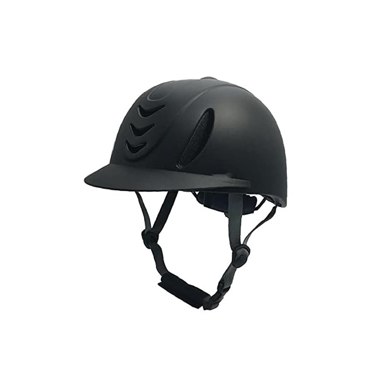 Equestrian Helmet, Adjustable Size 56-61cm, Breathable, Durable, with Strap, Riding Cap, Black