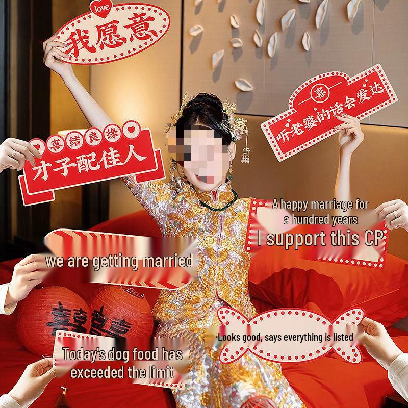 Bridal Party Wedding Photo Props: Bride, Bridesmaid & Groomsman Handheld Signs for Group Photos & Proposal Games