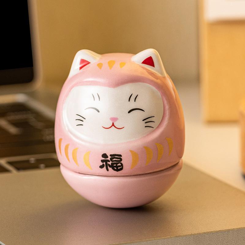 

Керамическая статуэтка Дарума, стакан Дарума, поделки в японском стиле, кошка, приносящая удачу, украшение для ландшафта, домашний декор, аксессуары, подарки
