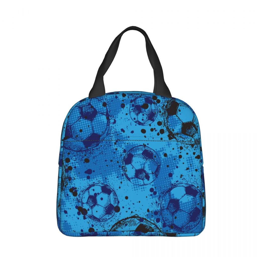 Cartoon Soccer Ball Football Insulated Lunch Bag Thermal Bag Reusable High Capacity Lunch Box Tote Food Bag Beach Outdoor