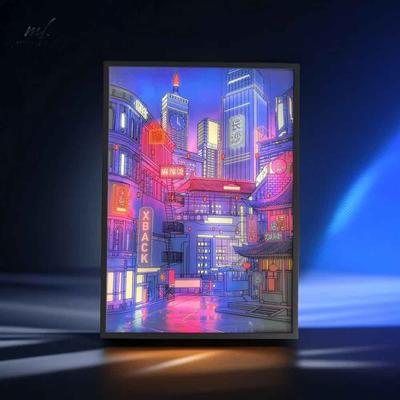 LED Anime Art Neon City Night Light Painting Picture Usb Dimming Home Decoration