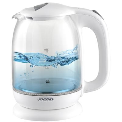 Mesko | Wasserkocher | MS 1302w | Elektrisch | 2200 W | 1,7 l | Glas | 360° drehbare Basis | Weiß