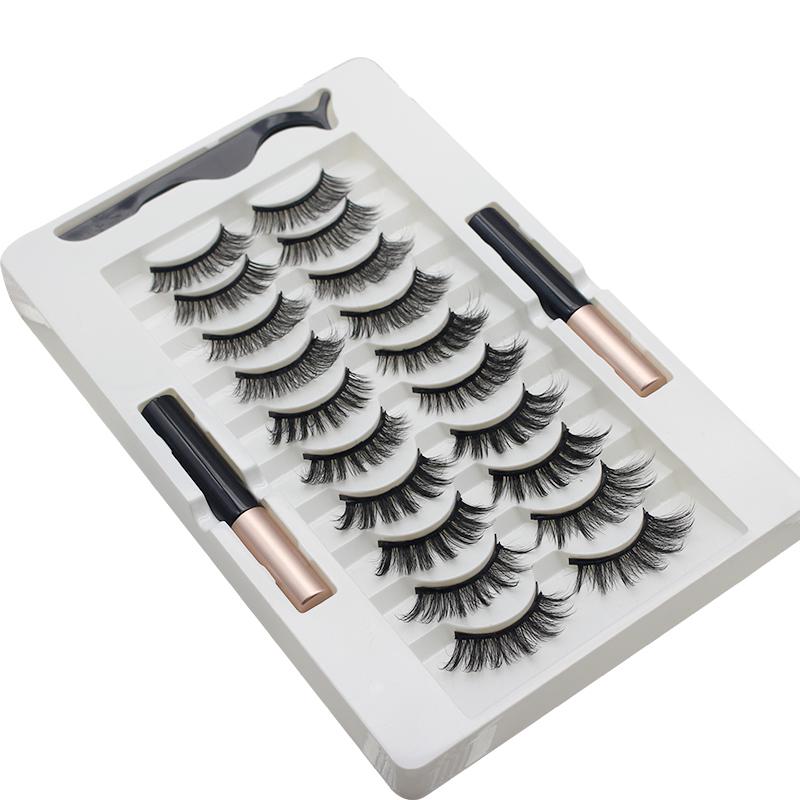 Magnetic Eyeliner Liquid Eyelashes 10 Pairs of Eyelashes 2 Eyeliner Liquid Sets Curling Thick