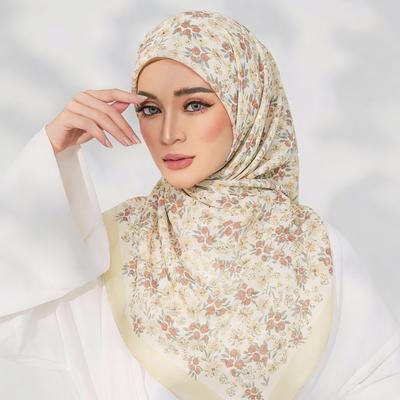 Hijab Quadrati Stampati 110*110Cm Per Donne Vari Motivi Fazzoletto Poliestere Bordo Torto Foulard Quadrati Musulmani Donna