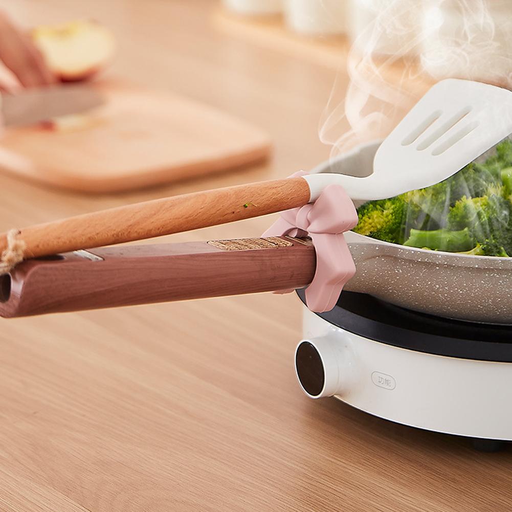 1-2Pc Bow Silicone Spatula Holder For Household Kitchen Anti Overflow Soup Spoon Kitchenware Placement Protective Spatula H J9G5