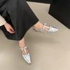 Fashion French Pointed Toe Rhinestone Head Half Slippers Women's Spring Summer New Ladies Elegance Butterfly Knot Skirt Slippers Women