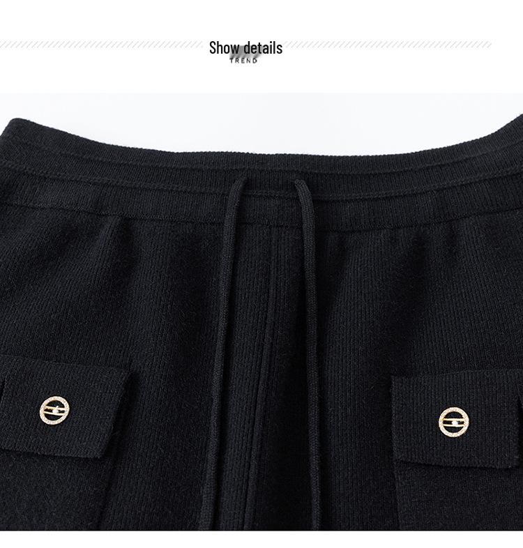 Spring 2026 High-Waisted Woolen Half-Skirt for Women - Versatile, Slimming, Casual Mid-Length.