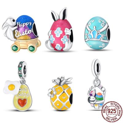 Copper Easter Series Charms Fit Original Pan Bracelet&Bangle Diy Beads For Women Festivalfinejewelry Gift