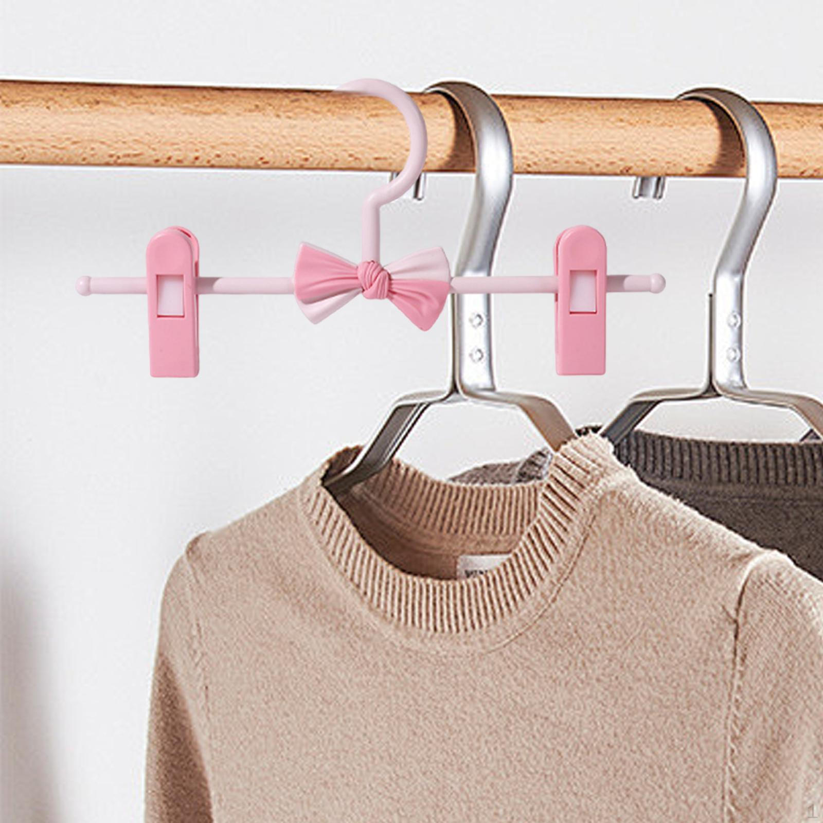 Вешалка для детской одежды нескользящая выдвижная стойка для брюк рубашек розовый 534₽