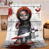1pz Plaid di Flanella Horror di Halloween di Chucky Regalo, Adatto Sia per Uomini Che per Donne, Morbido Ideale per Letti e Divano, Regalo di Compleanno o Natale
