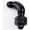 90 Degree -6 AN One Piece Full Flow Male Flare Bulkhead Fuel Fitting with AN6 Bulkhead Nut Aluminum Black