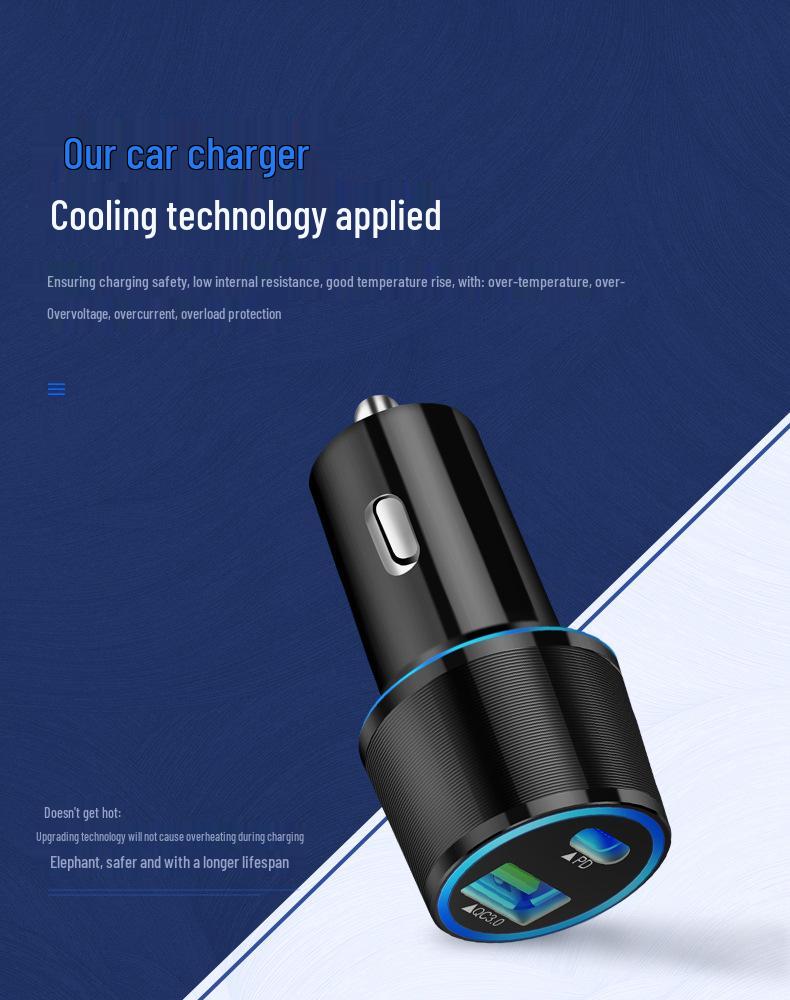 48W Dual USB-C Car Charger for Apple & Samsung, PD30W Fast Charging, UL2089 Certified