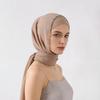 Pearl Edge Chiffon Hijab Scarf Women Muslim Long Shawl Soft Plain Head Wrap Beaded Border Lightweight Islamic Turban