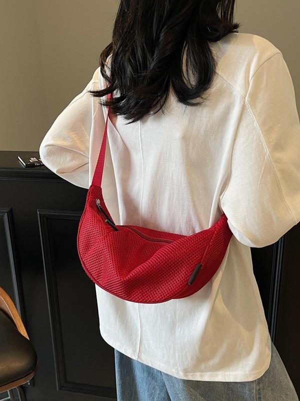 Minimalist Outdoor Single Shoulder Bag With Cable Stitch Urban Style For Daily Use