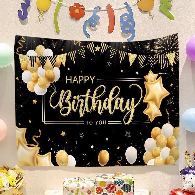 Birthday Happy Banner  Photography Background Cloth  Children's Party Decorative Wall Hanging Cloth