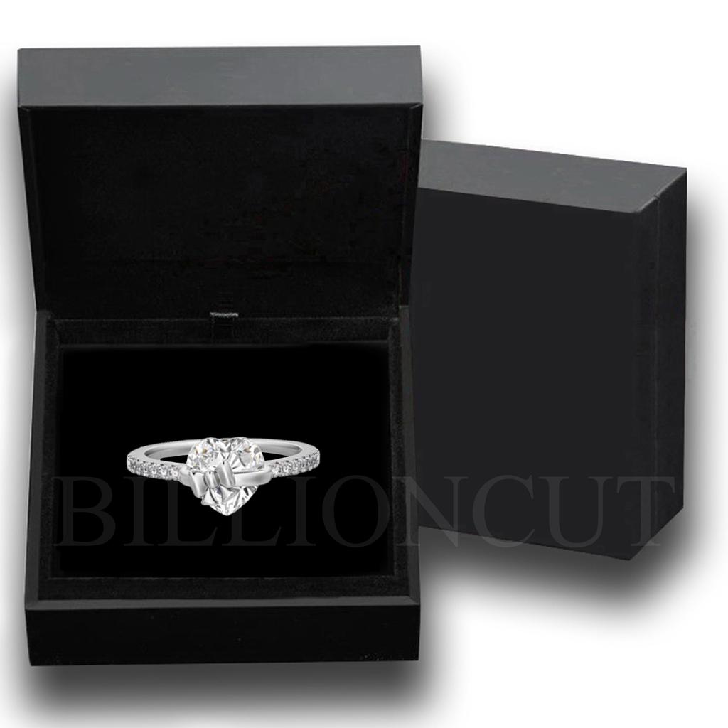 NEW 925 Silver Romantic Heart Bow Ring Delicate Shining Inlaid Design, Sweet Luxury Engagement Ring for Women Jewelry