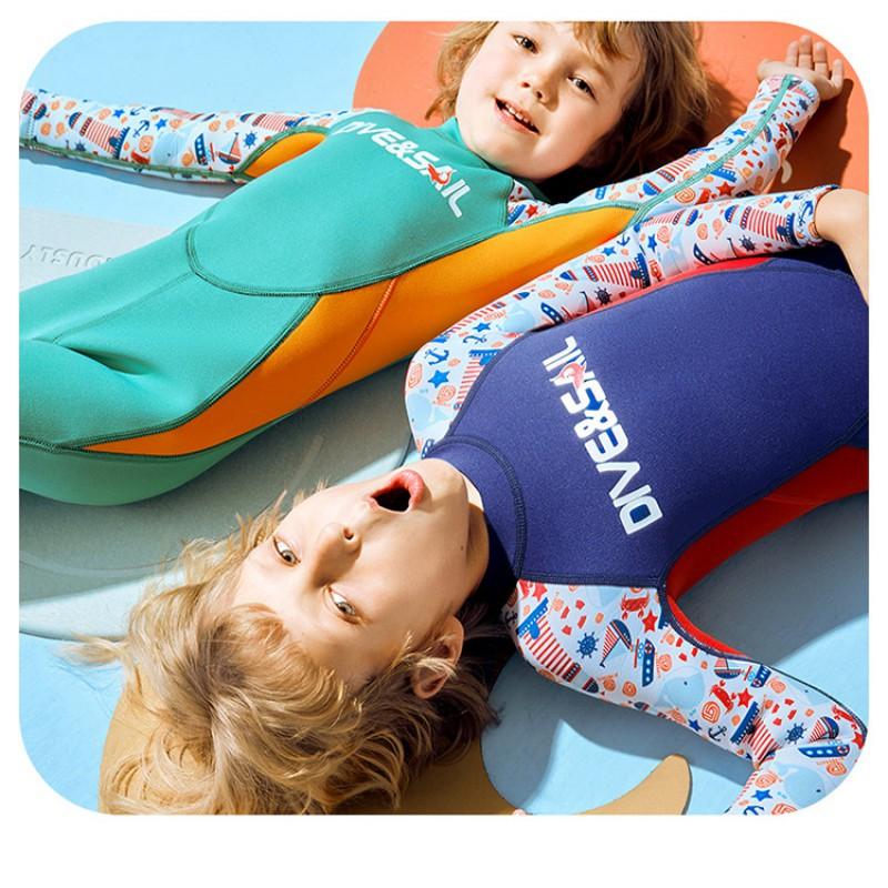 Kids 2.5mm Neoprene Wetsuit Long Sleeve Full Body Snorkeling Diving Surfing Cold Water Swimming
