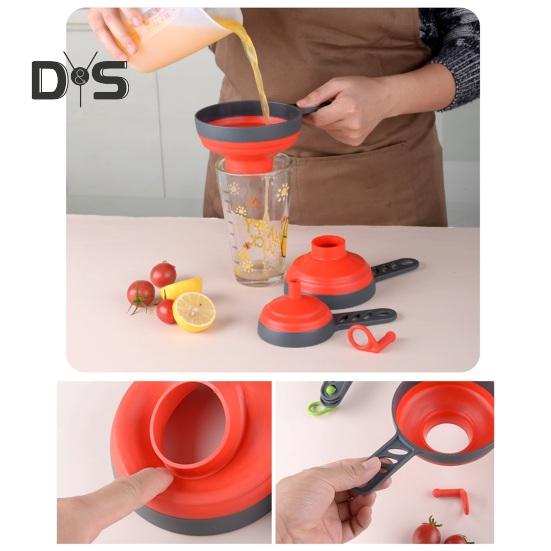 3Pcs Wear-resistant Jam Funnel Large Mouth Durable Folding Food Liquid Spice Oil Funnel