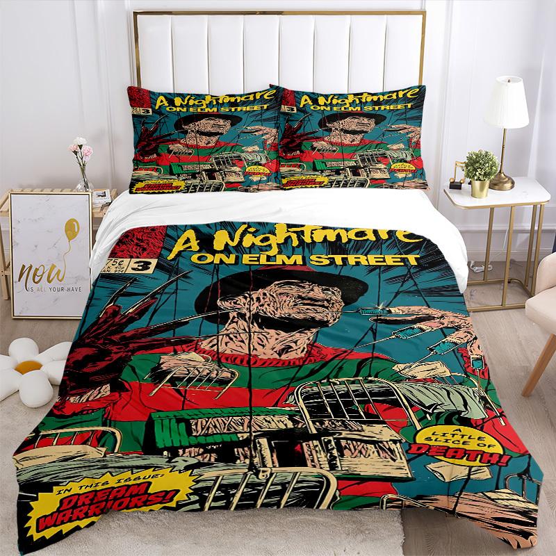 3pcs Nightmare On Elm Street Duvet Cover Set - Machine Washable, Includes 1 Duvet Cover and 2 Pillowcases, No Core Included Yy251022187