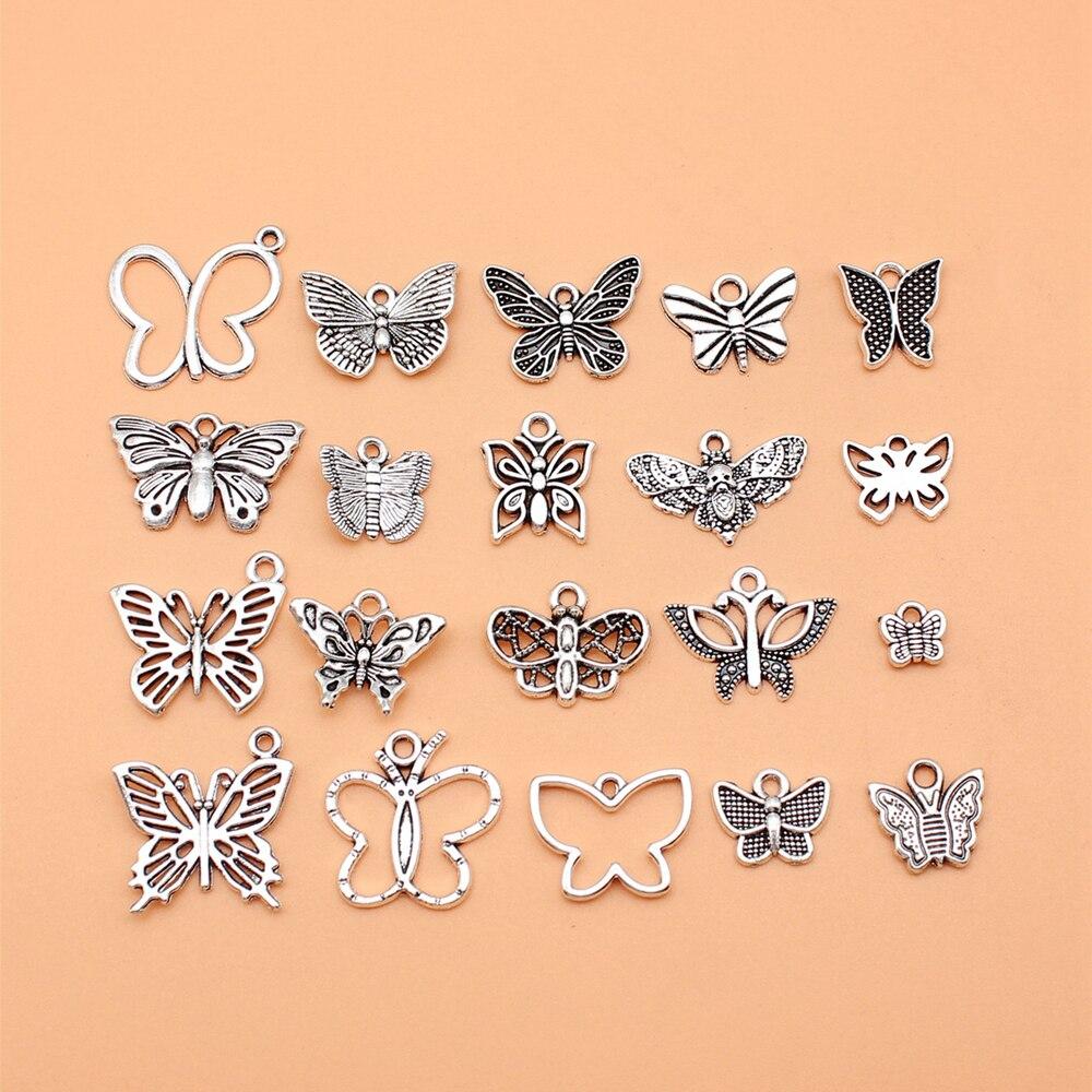 

20 шт./компл. подвески-бабочки для ювелирных изделий, винтажные подвески-подвески