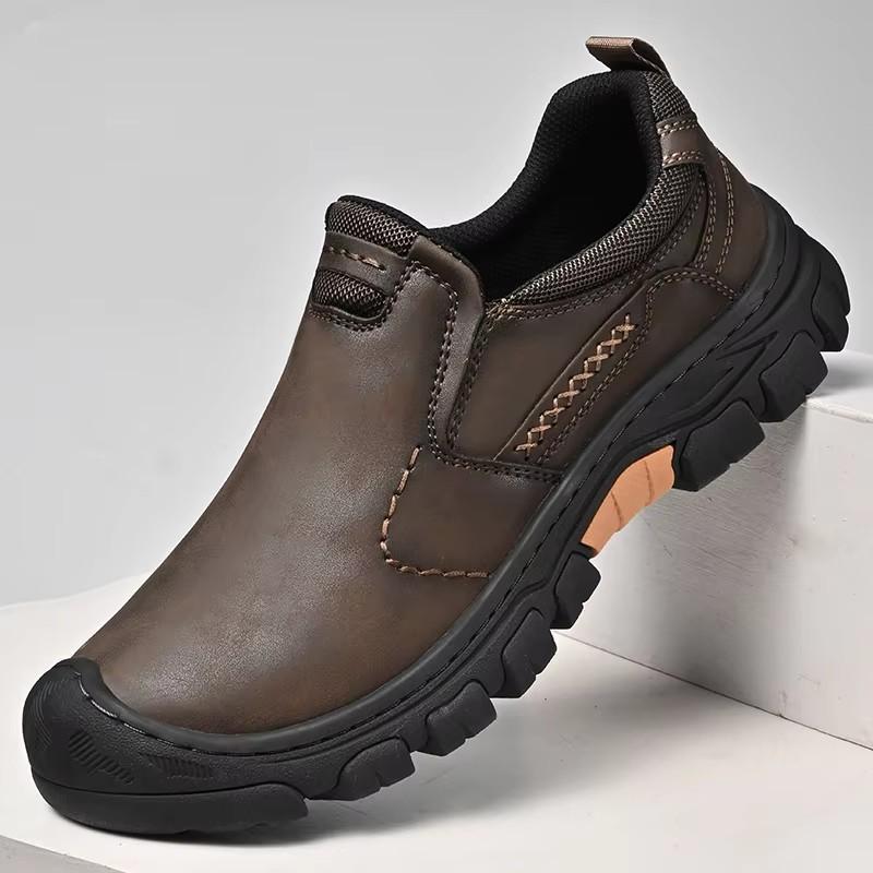 Male Driving Sneakers Male Travel Shoes Men's Leather Loafers Non Slip Walking Flats Breathable Outdoor Slip On Casual Shoes