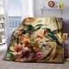 2er-Pack Kolibris auf Blumen Print, Moderner Stil, Ganzjahres, Wendbar, Polyester-Fleece, Zeichentrick-Thema, Ohne Verzierungen
