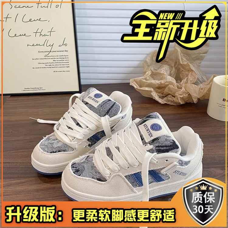 

Ретро дизайн в стиле Гонконга, джинсовые туфли-хлеб, женские, тренд ins, 2025 осень, новые универсальные повседневные кеды 40