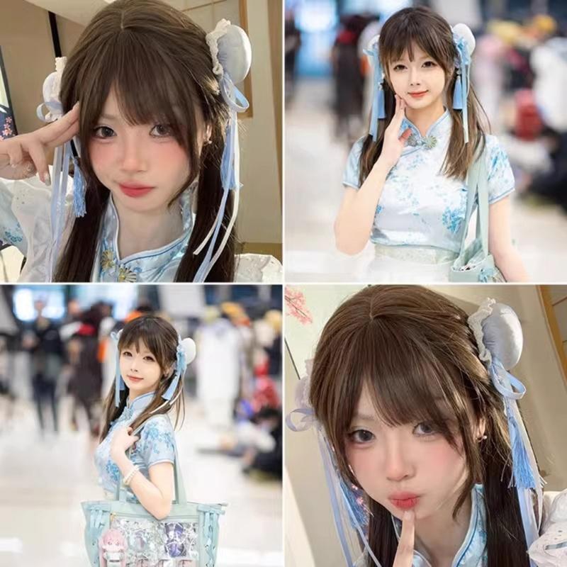 Hair Bun Cover Chinese Style Bowknot Hair Clip Cosplay Barrettes Party Headpieces Masquerades Girl Animes Hair Ornaments