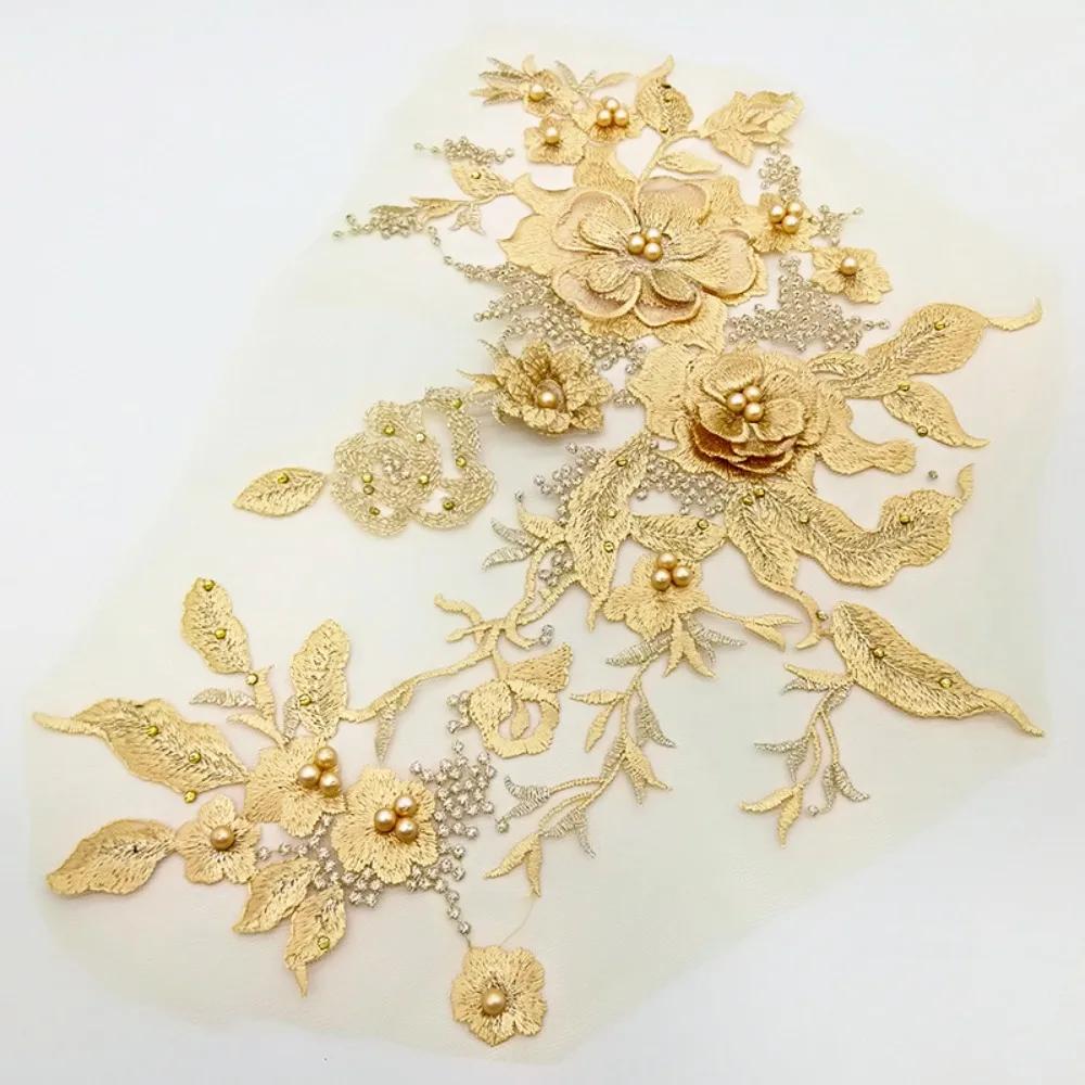 Elegant Colorful Sequined Embroidery Patches 3D Flower DIY Lace Fabrics Applique Sequins Patches Dresses