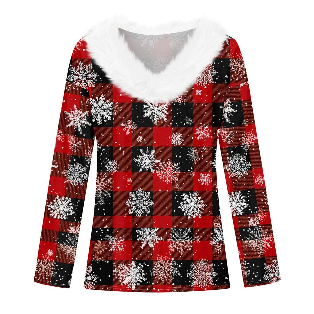 Langarmshirts für Damen, süße Oberteile, Weihnachtsdrucke, T-Shirts, Blusen, lässig, Übergröße, Basic-Oberteile, Pullover