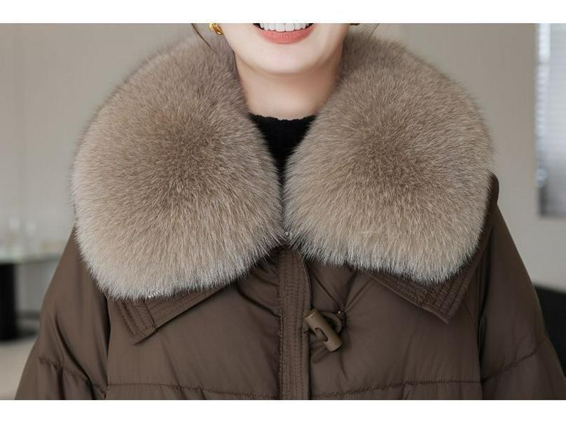 Abnehmbarer Pelzkragen Winter Daunenjacke - Warmer, verdickter Weißenten-Daunenmantel für das neue Jahr