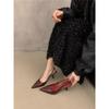 Sexy Pointed Leopard Print Fine Heel Single Shoes Women's Spring and Summer New Shallow Mouth Versatile One-word Buckle Sandals