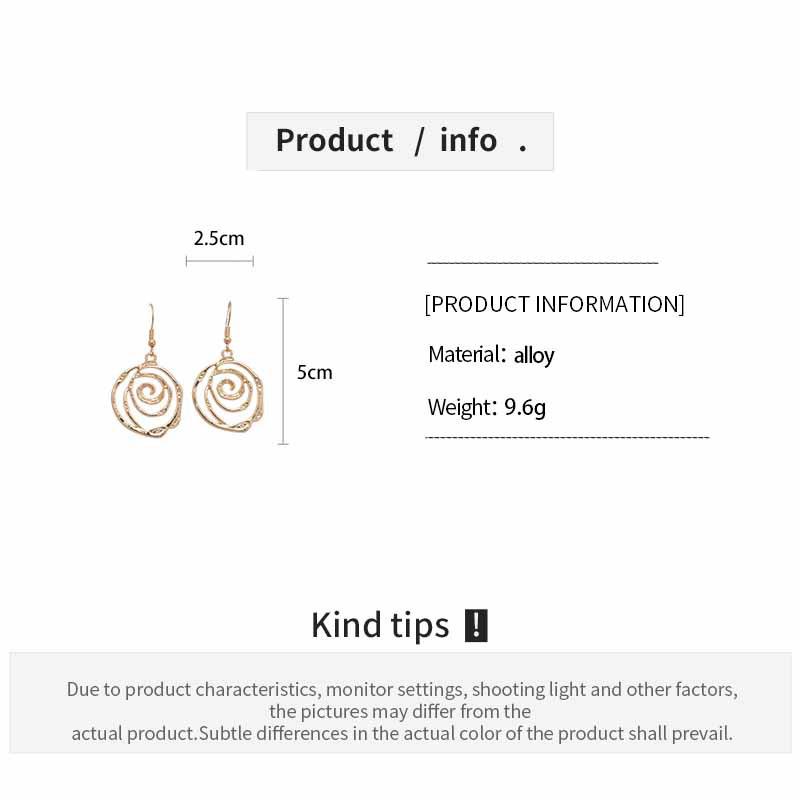 Europa und Amerika Metall Spiral Haken Ohrringe für Damen Persönlichkeit Kreisförmige Hohl Ohrringe Gothic Party Schmuck Geschenke