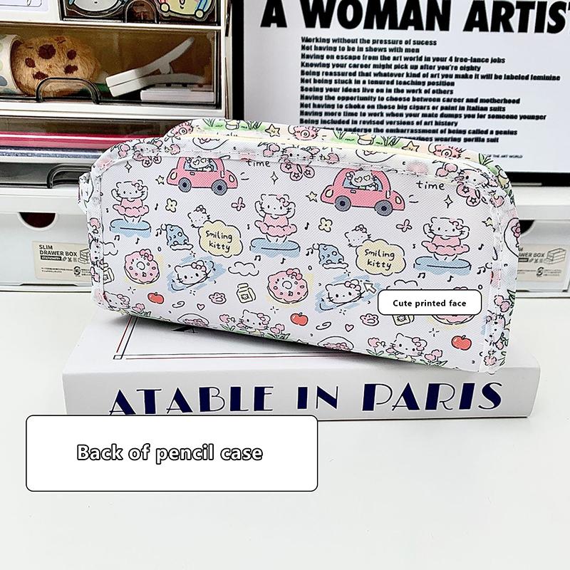 Cute Cartoon Pencil Case For Student Cartoon Anime Hello Kitty Pencil Bag High Capacity Stationery Storage Bag Cosmetic Bag белый