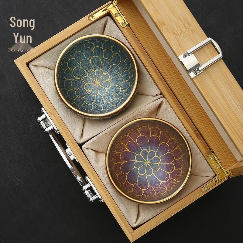 Jianzhan Dunhuang Hand-painted Lotus Teacup Set