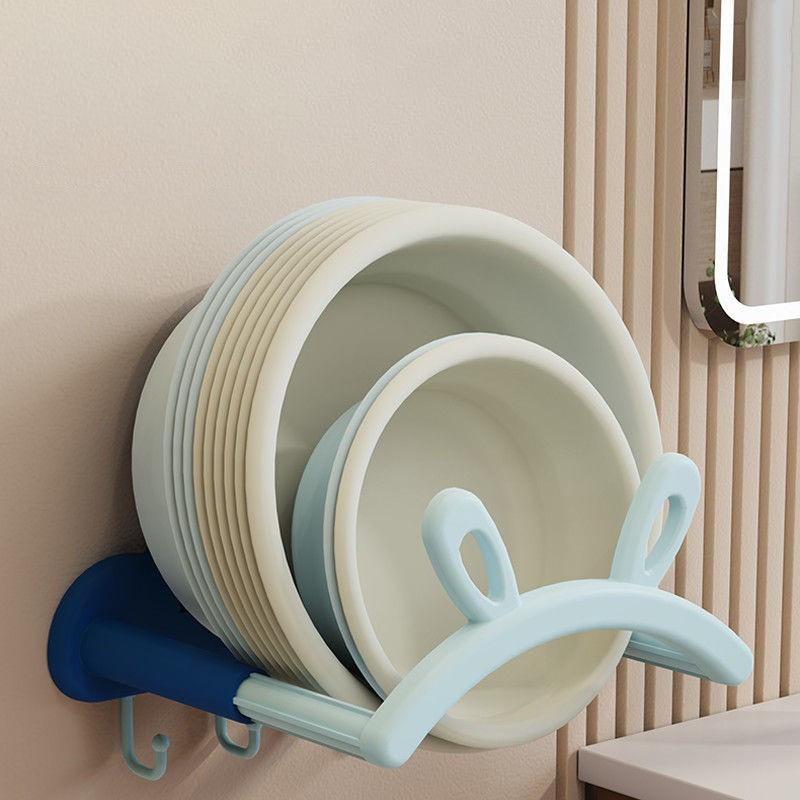 Telescopic Washbasin Rack Wall Mounted Rabbit Ears Storage Shelf Multifunctional No Punching Washbasin Hook