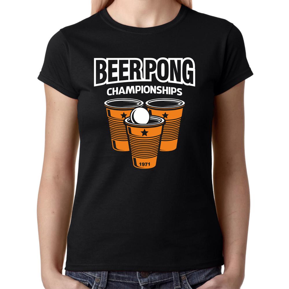 

Beer Pong Championships Party Retro Beer Comedy Funny Fun Ladies Girlie T-Shirt XL