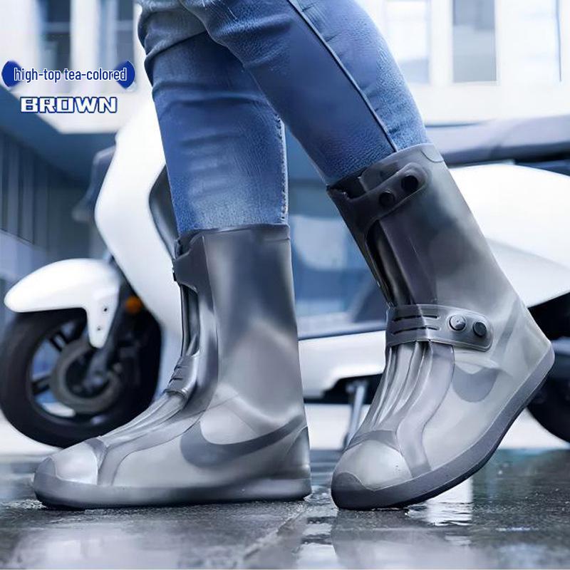 Wiederverwendbare Wasserdichte Silikon Anti-Rutsch Regenschuhüberzieher, Abriebfester High-Top Schutz für Damen und Kinder