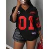 Fashion Women's V-Neck Short Sleeve 3D Casual Color Printing Casual Short Sleeve V-Neck T-Shirt