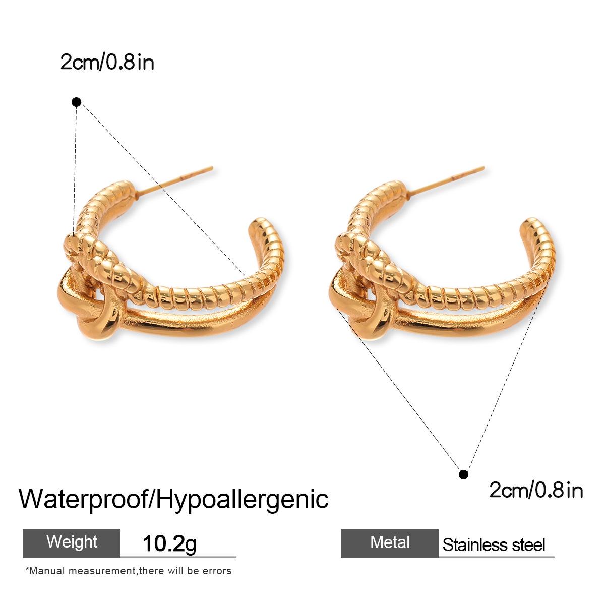 

Европейские и американские серьги-пусеты из нержавеющей стали в форме узла в виде буквы С - Простые и универсальные модные украшения.