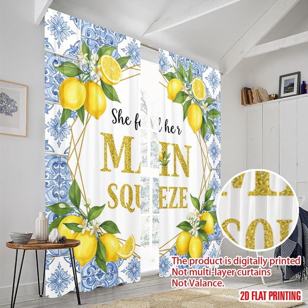 2pcs 2D flat printing Drapes She Found Her Main Squeeze Polyester Without Electricity Seasonal Party & Holiday Decor Use for