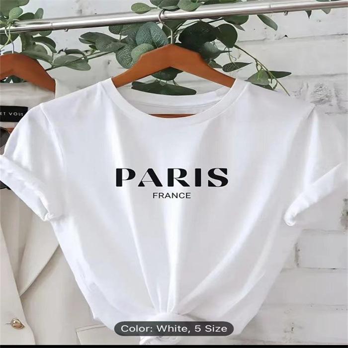 Sommer-T-Shirts mit Rundhalsausschnitt und Aufdruck, modisch, lässig, süß, kurzärmelig, für Damen, reine Baumwolle