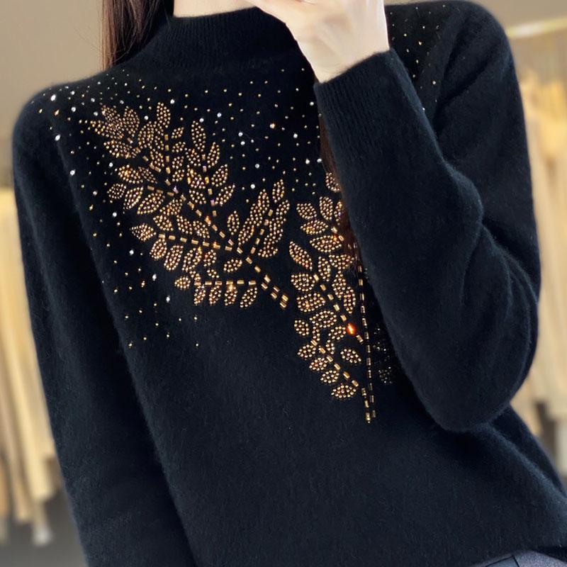 

Свитер для женщин Осень Зима Легкий Теплый Вязаный Эластичный Топы с длинным рукавом XXL чёрный