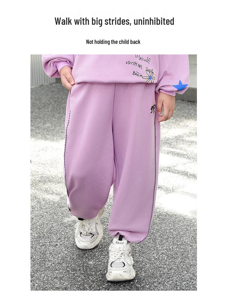 Plus Size Loose Fit Pants for Girls 8-15 Years, Spring/Autumn, Sports Casual Long Pants