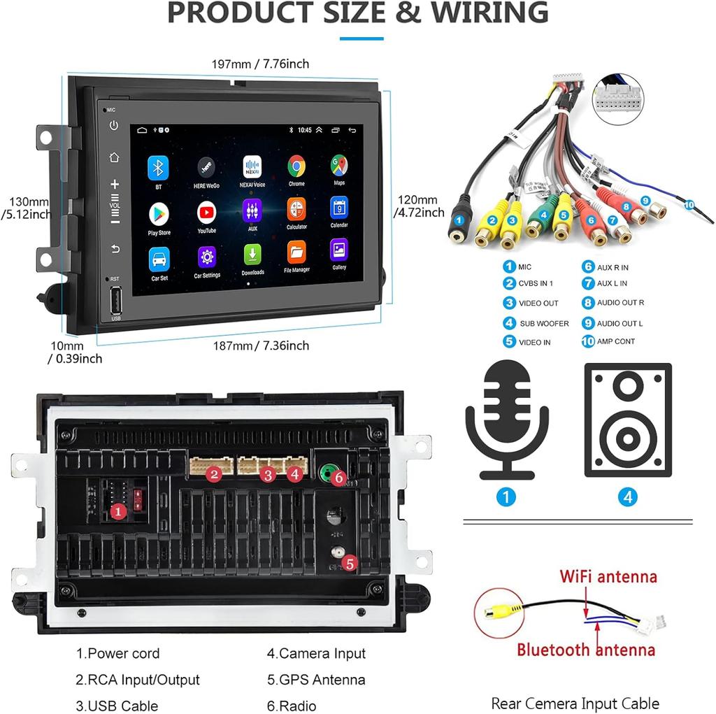 7' Android Car Stereo for Ford F150-F350, Bluetooth GPS Navigation, FM/RDS, USB, MirrorLink, Backup Camera