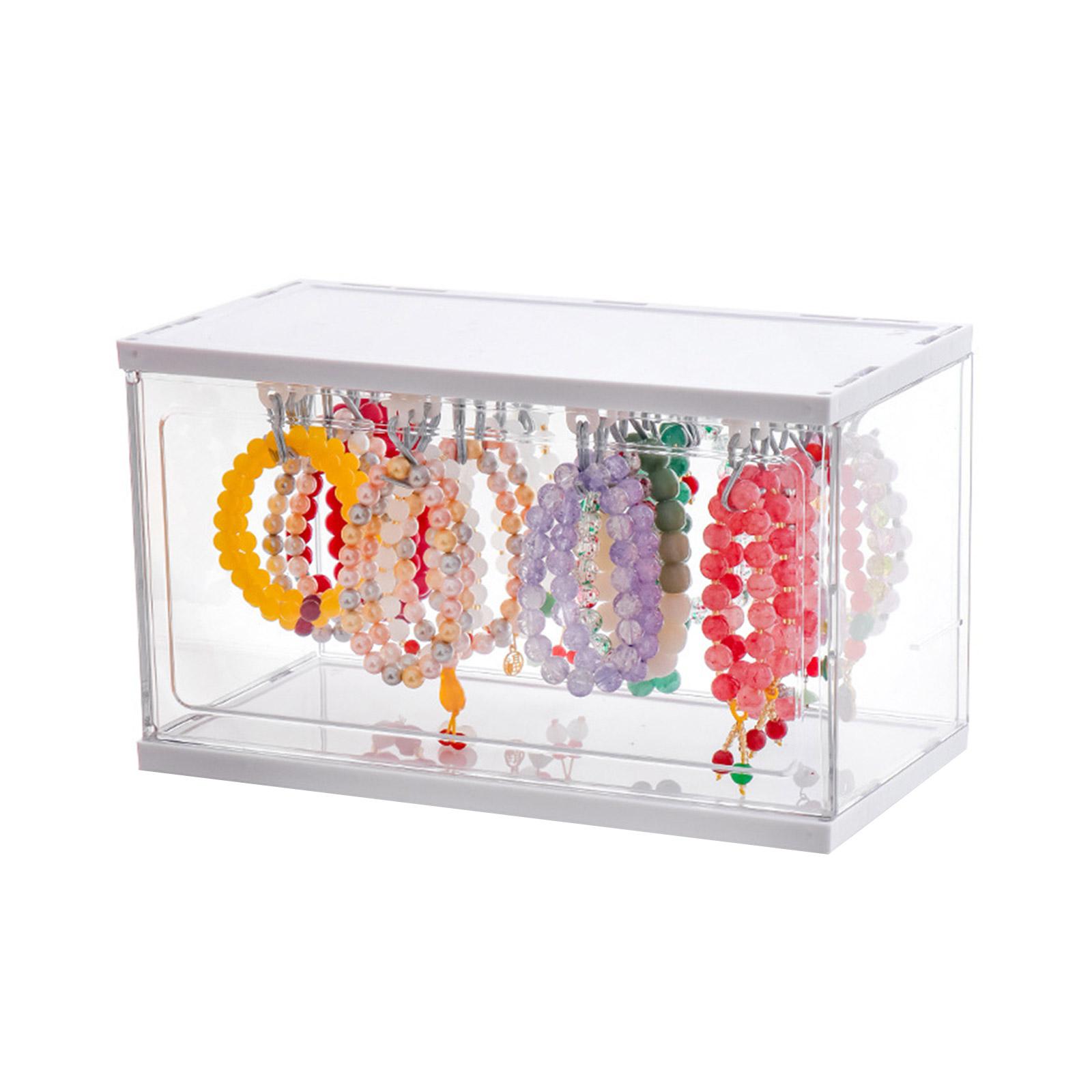 

Acrylic Jewelry Organizer with Rails and Hooks Clear Earring Storage Case for Necklaces and Rings Bracelets Holder