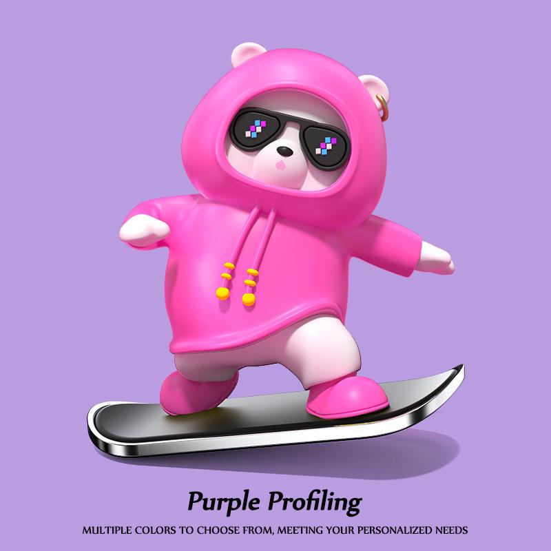 

Hot-Selling Car Skateboard Bear Ornament – Creative DIY Wiggle Bear Cartoon Decoration
